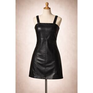 SO Faux Leather Black Dress Youth XL (14/16) Sleeveless Pinafore
